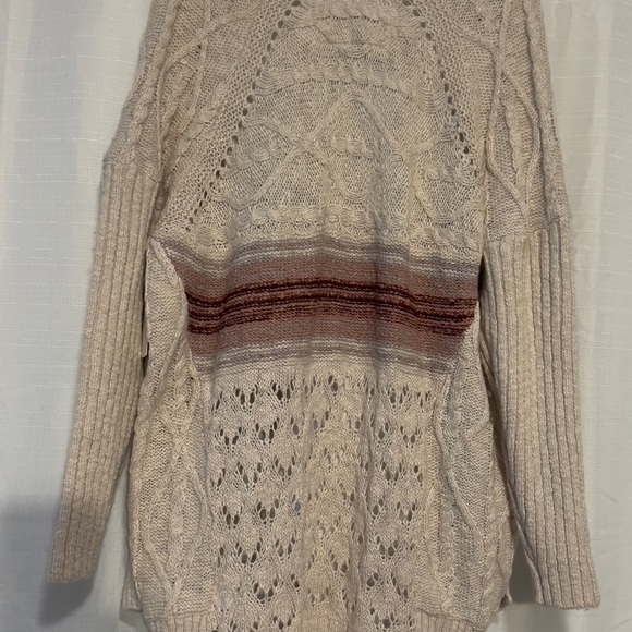 Anthropologie NWT Cream and Brown Pilcro Jemma Cable Knit Cardigan Size XS/S - Picture 9 of 13